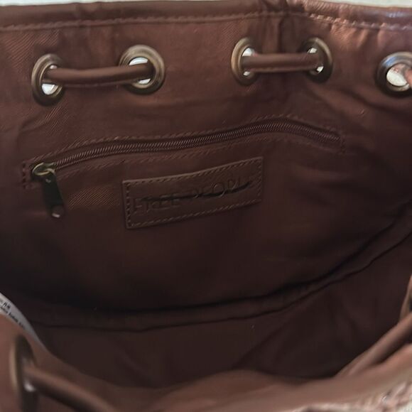 NWOT Free People Cabana Crossbody Bag Brown Beachy Slouchy Vegan Leather Woven - Picture 14 of 15